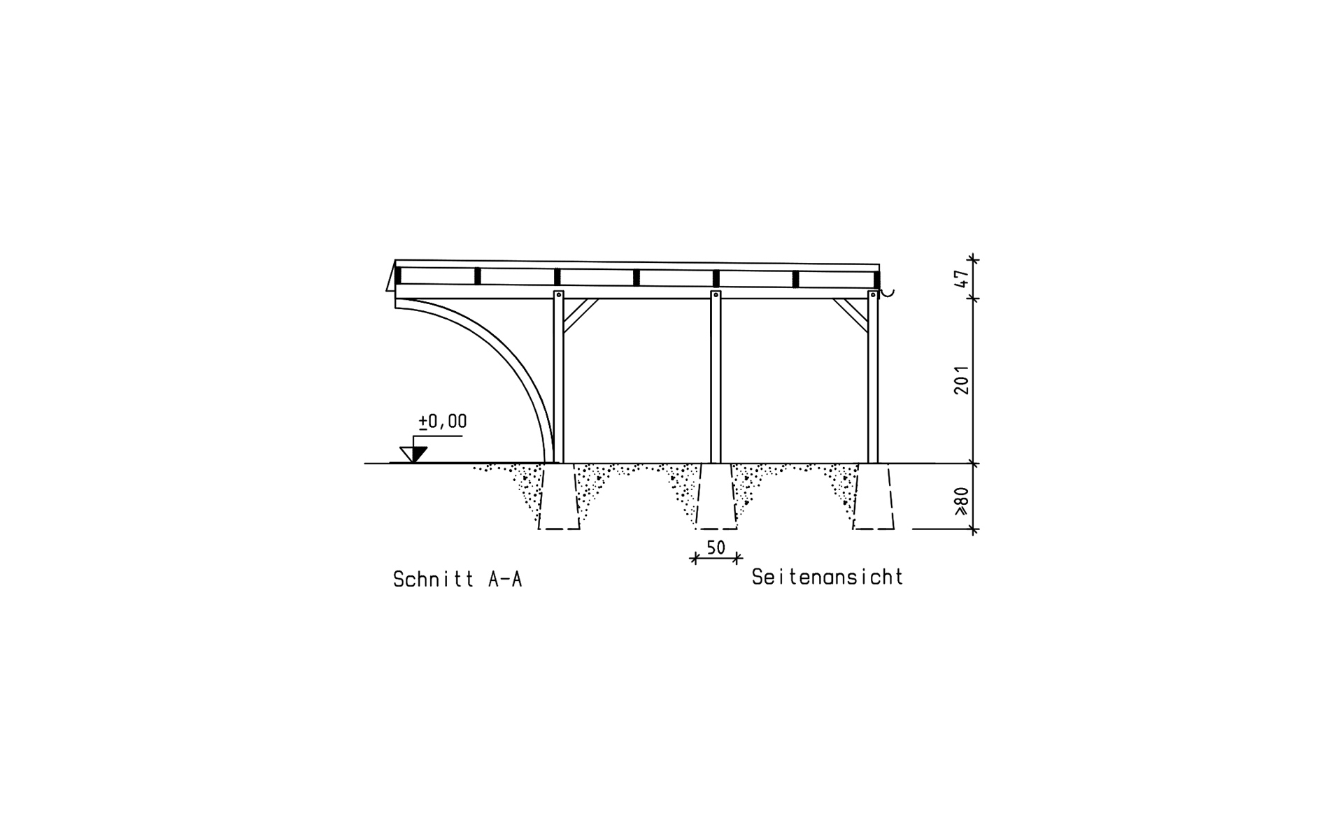 Doppelcarport 610x600 cm mit Leimholzbogen