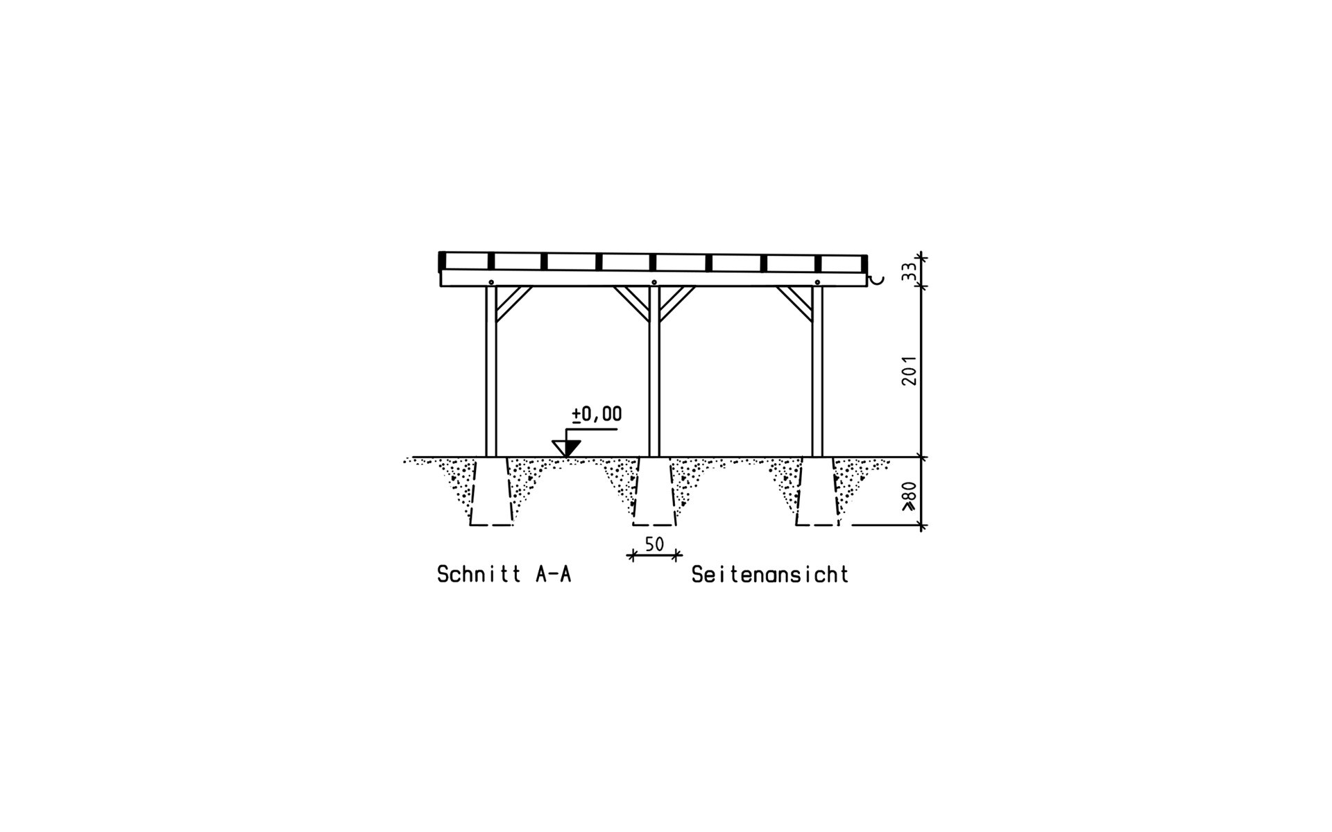 Doppelcarport 610x510 cm mit 125 kg/m² Schneelast