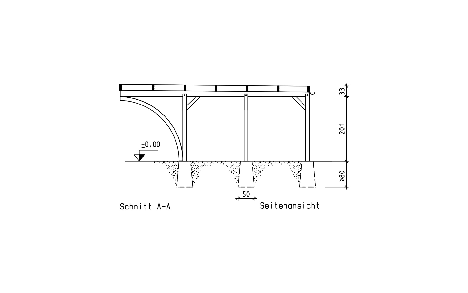 Doppelcarport 510x600 cm mit Leimholzbogen