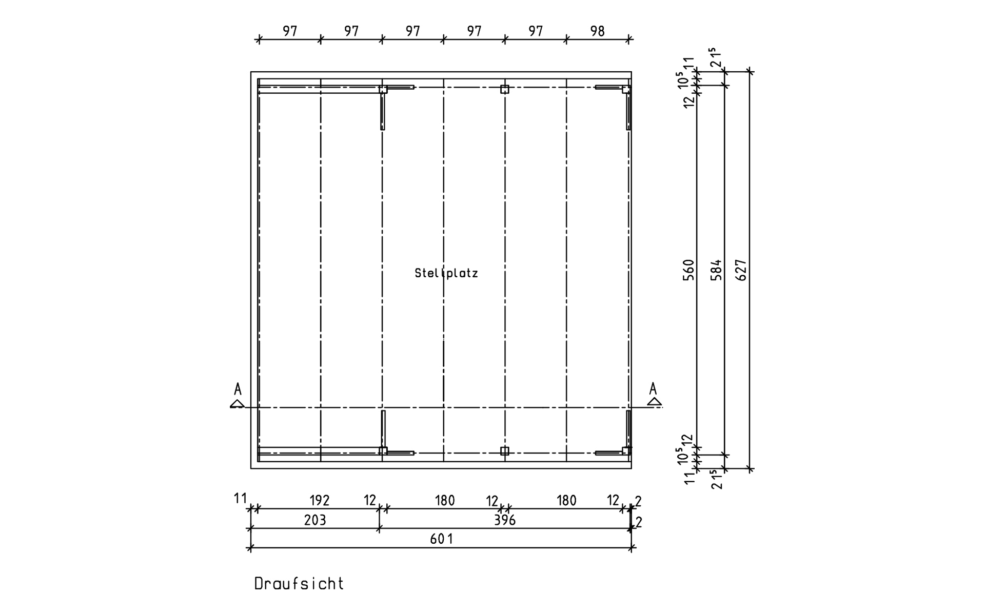 Doppelcarport 610x600 cm mit zwei Leimholzbögen