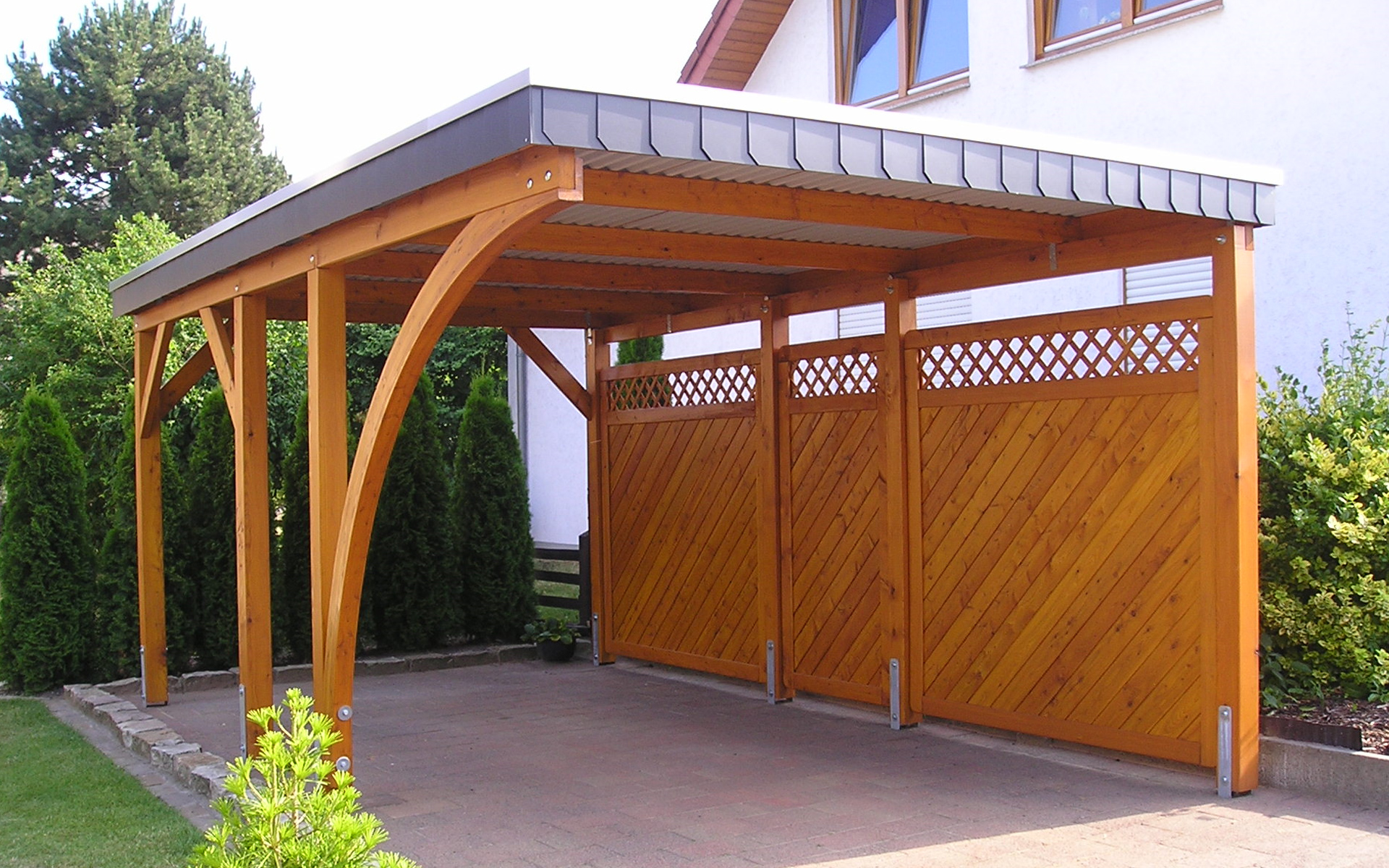 Einzelcarport 310x510 cm mit Leimholzbogen