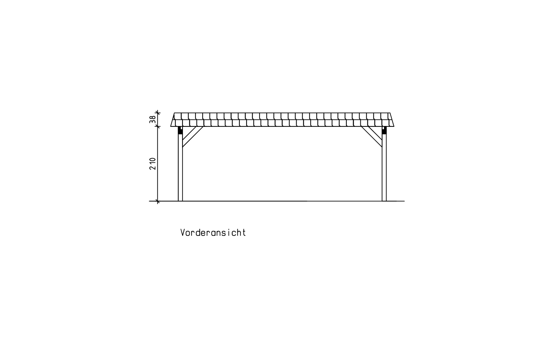 Doppelcarport 610x600 cm mit zwei Leimholzbögen