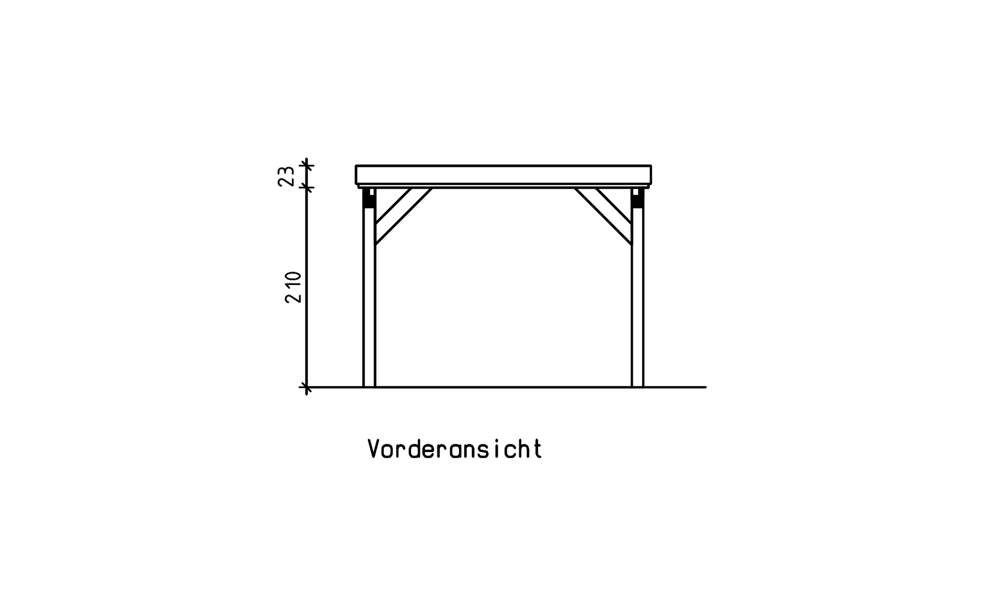 Einzelcarport 310x510 cm mit zwei Leimholzbögen