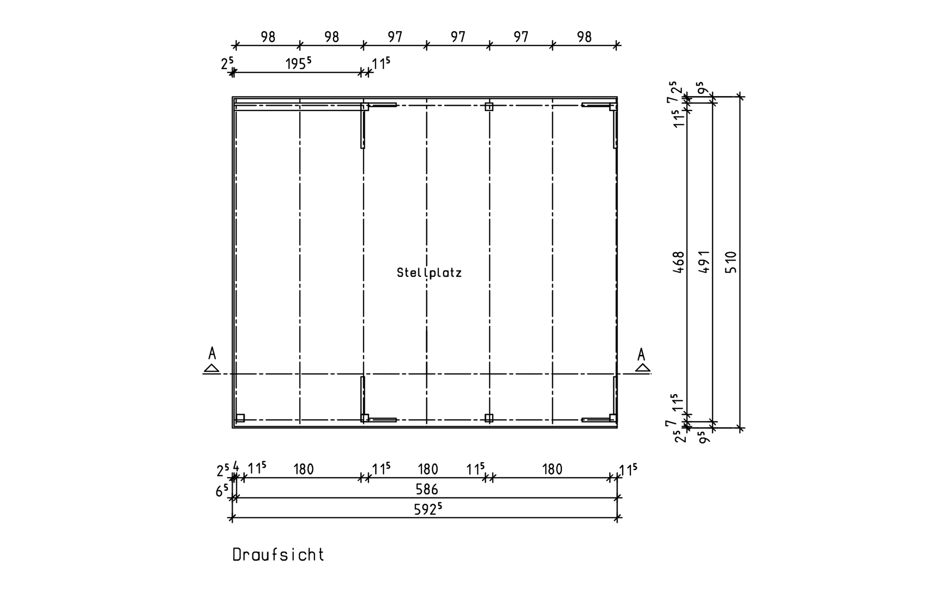 Doppelcarport 510x600 cm mit Leimholzbogen