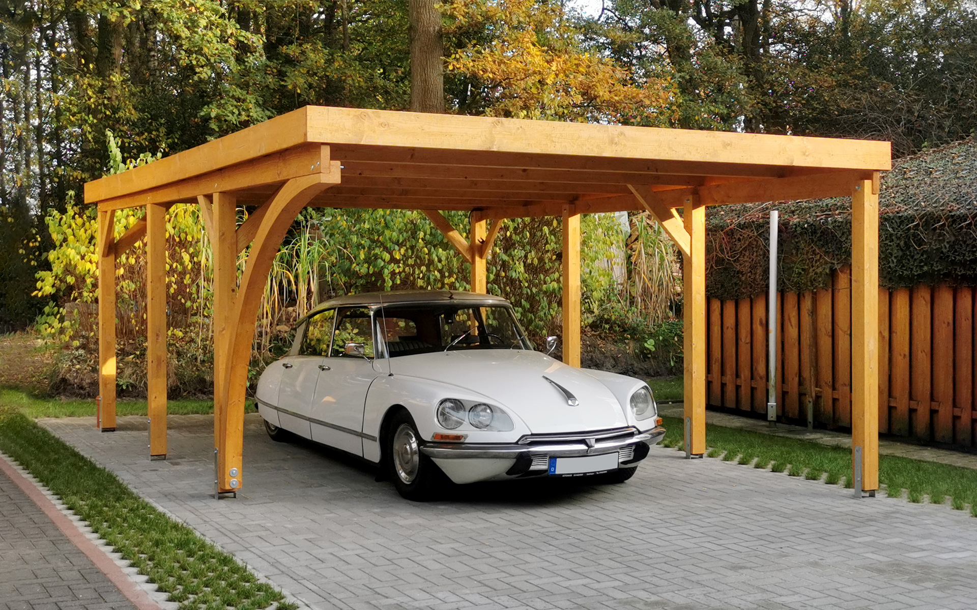 Doppelcarport 510x600 cm mit Leimholzbogen