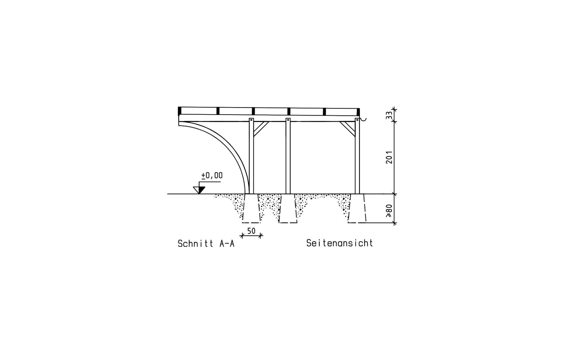 Doppelcarport 610x510 cm mit zwei Leimholzbögen