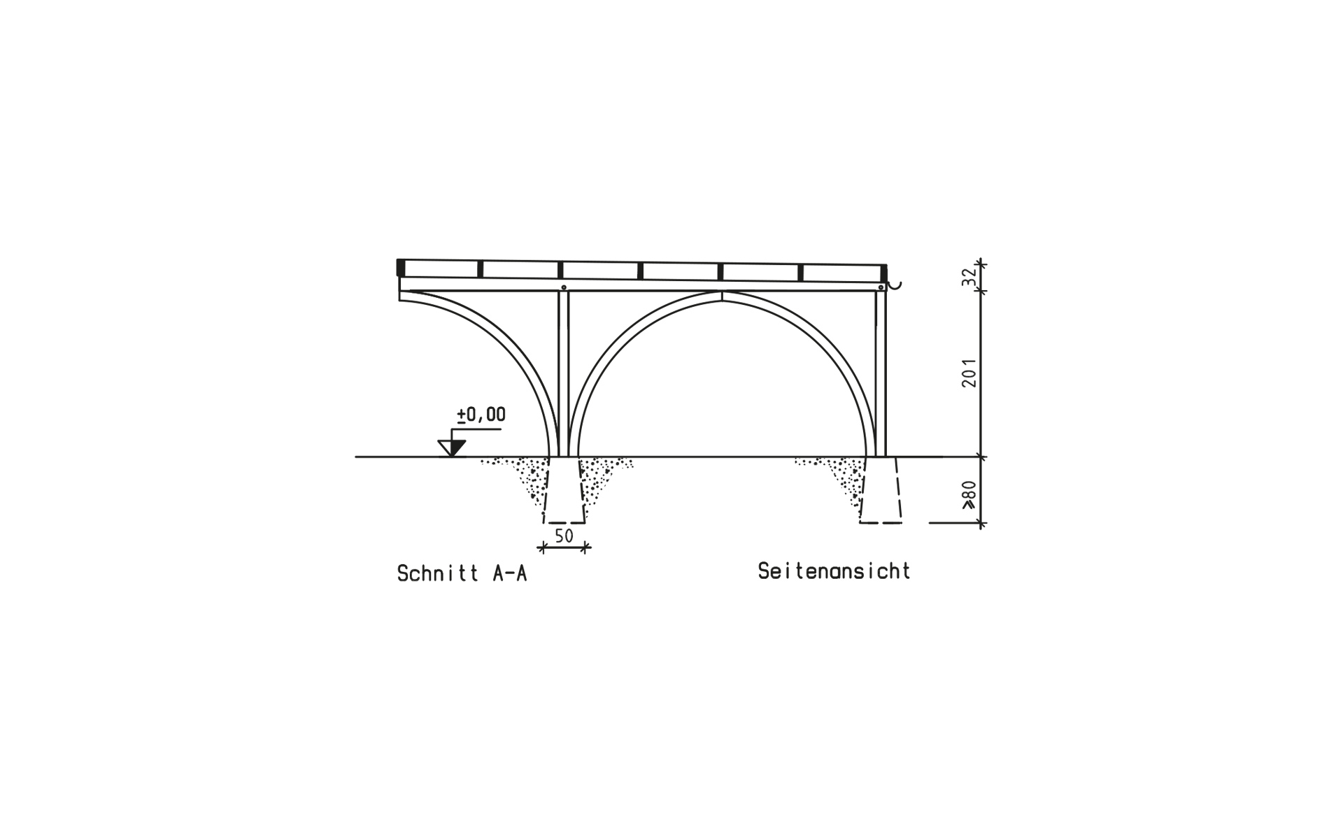 Doppelcarport 610x600 cm mit vier Leimholzbögen