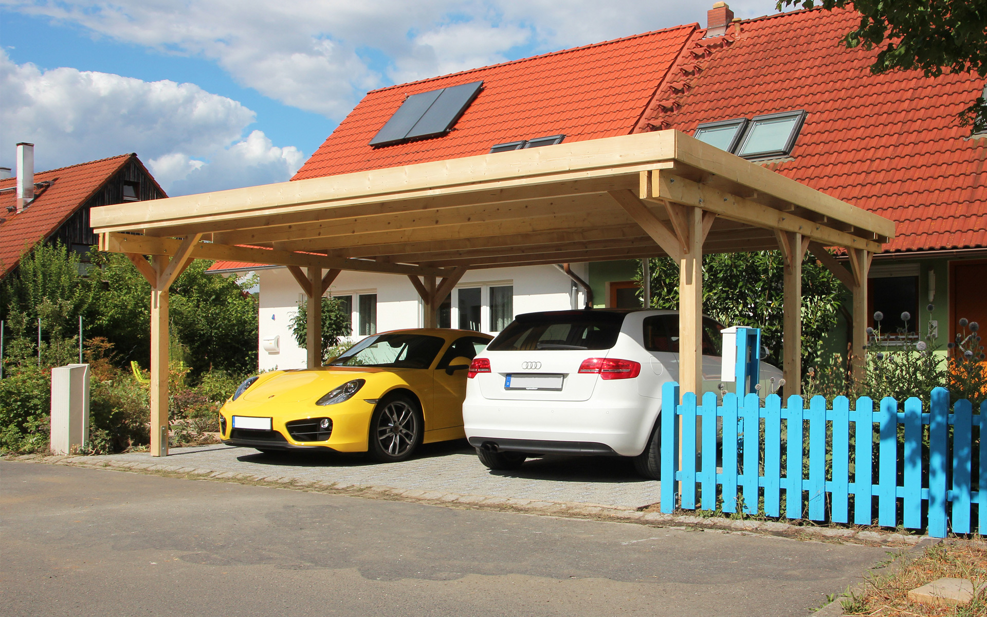 Doppelcarport 610x510 cm mit 125 kg/m² Schneelast